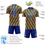 Benutzerdefiniertes Fußballtrikot mit Sublimationsdruck in Royal Gold und Weiß Benutzerdefiniertes Fußballtrikot mit Sublimationsdruck in Royal Gold und Weiß