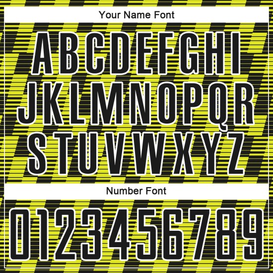 Benutzerdefiniertes Sublimations-Fußballtrikot in Schwarz und Neongelb mit weißer Linie Benutzerdefiniertes Sublimations-Fußballtrikot in Schwarz und Neongelb mit weißer Linie