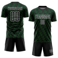 Benutzerdefiniertes schwarz-grün-weißes Sublimations-Fußballtrikot