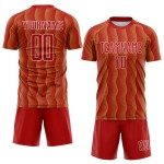 Benutzerdefiniertes rot-altgold-weißes geometrisches Sublimations-Fußballtrikot