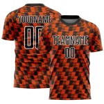 Benutzerdefiniertes schwarz-orange-weißes Sublimations-Fußballtrikot Benutzerdefiniertes schwarz-orange-weißes Sublimations-Fußballtrikot