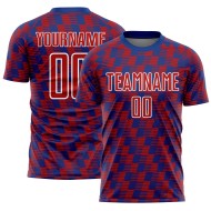 Benutzerdefiniertes Sublimations-Fußballtrikot der Royal Red-White Line