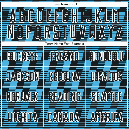 Benutzerdefiniertes Sublimations-Fußballtrikot in Schwarz, Himmelblau und Weiß Benutzerdefiniertes Sublimations-Fußballtrikot in Schwarz, Himmelblau und Weiß