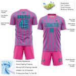 Benutzerdefinierte Pink Lakes Blau-Schwarz Geometrische Form Sublimation Fußball Uniform Trikot Benutzerdefinierte Pink Lakes Blau-Schwarz Geometrische Form Sublimation Fußball Uniform Trikot