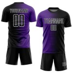 Benutzerdefinierte schwarz lila-weiß Gradienten Linie Sublimation Fußball Uniform Trikot Benutzerdefinierte schwarz lila-weiß Gradienten Linie Sublimation Fußball Uniform Trikot