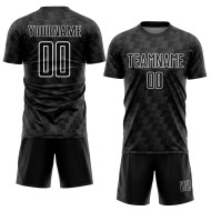 Benutzerdefiniertes Sublimations-Fußballtrikot in Schwarz und Weiß