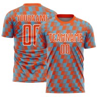 Benutzerdefiniertes orange-himmelblau-weißes Sublimations-Fußballtrikot