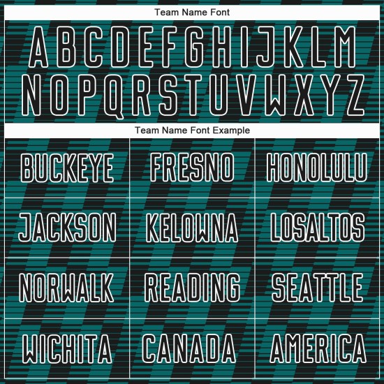 Benutzerdefiniertes Sublimations-Fußballtrikot mit schwarzer, blaugrüner und weißer Linie Benutzerdefiniertes Sublimations-Fußballtrikot mit schwarzer, blaugrüner und weißer Linie