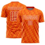 Benutzerdefiniertes Orange Bay Orange-Weiß-Linien-Sublimations-Fußballtrikot Benutzerdefiniertes Orange Bay Orange-Weiß-Linien-Sublimations-Fußballtrikot