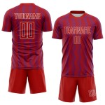 Benutzerdefiniertes rot-lila-weißes geometrisches Sublimations-Fußballtrikot
