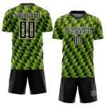 Benutzerdefiniertes schwarz-neongrün-weißes Sublimations-Fußballtrikot Benutzerdefiniertes schwarz-neongrün-weißes Sublimations-Fußballtrikot