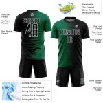 Benutzerdefiniertes schwarzes Kelly Green-White Gradient Line Sublimation Fußballuniformtrikot Benutzerdefiniertes schwarzes Kelly Green-White Gradient Line Sublimation Fußballuniformtrikot