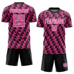 Benutzerdefiniertes schwarz-rosa-weißes Sublimations-Fußballtrikot Benutzerdefiniertes schwarz-rosa-weißes Sublimations-Fußballtrikot