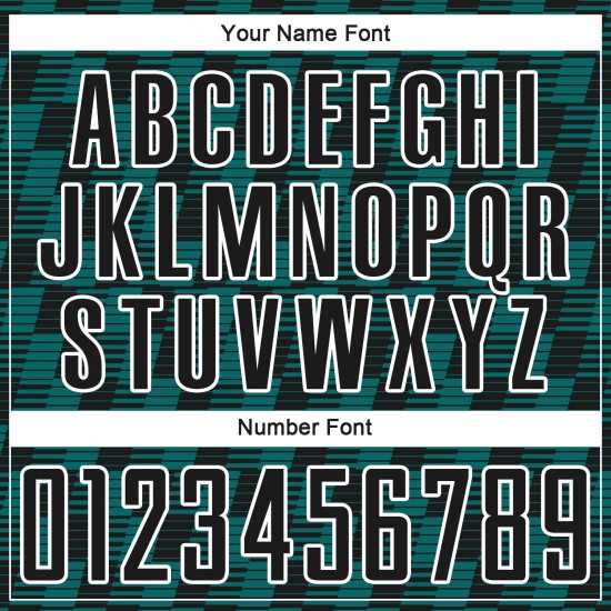 Benutzerdefiniertes Sublimations-Fußballtrikot mit schwarzer, blaugrüner und weißer Linie Benutzerdefiniertes Sublimations-Fußballtrikot mit schwarzer, blaugrüner und weißer Linie