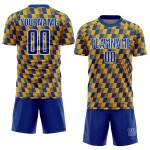 Benutzerdefiniertes Fußballtrikot mit Sublimationsdruck in Royal Gold und Weiß Benutzerdefiniertes Fußballtrikot mit Sublimationsdruck in Royal Gold und Weiß