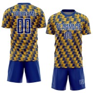 Benutzerdefiniertes Fußballtrikot mit Sublimationsdruck in Royal Gold und Weiß Benutzerdefiniertes Fußballtrikot mit Sublimationsdruck in Royal Gold und Weiß