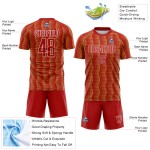 Benutzerdefiniertes rot-altgold-weißes geometrisches Sublimations-Fußballtrikot