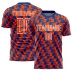 Benutzerdefiniertes Fußballtrikot mit Sublimationsdruck in Königsblau und Weiß Benutzerdefiniertes Fußballtrikot mit Sublimationsdruck in Königsblau und Weiß