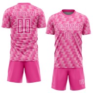 Benutzerdefiniertes rosa hellrosa-weißes Sublimations-Fußballtrikot