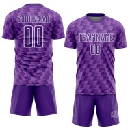 Benutzerdefiniertes Lila Medium Lila-Weiße Linie Sublimation Fußballuniform Trikot Benutzerdefiniertes Lila Medium Lila-Weiße Linie Sublimation Fußballuniform Trikot