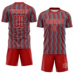 Benutzerdefinierte Red Lakes Blau-Weiß Geometrische Form Sublimation Fußball Uniform Trikot Benutzerdefinierte Red Lakes Blau-Weiß Geometrische Form Sublimation Fußball Uniform Trikot