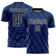 Benutzerdefiniertes Sublimations-Fußballtrikot mit der Linie „Black Thunder Blue-White“