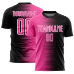 Benutzerdefinierte schwarz rosa-weiß Gradienten Linie Sublimation Fußball Uniform Trikot Benutzerdefinierte schwarz rosa-weiß Gradienten Linie Sublimation Fußball Uniform Trikot