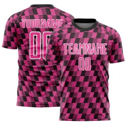 Benutzerdefiniertes schwarz-rosa-weißes Sublimations-Fußballtrikot