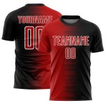 Benutzerdefinierte schwarz rot-weiß Gradienten Linie Sublimation Fußball Uniform Trikot Benutzerdefinierte schwarz rot-weiß Gradienten Linie Sublimation Fußball Uniform Trikot