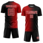 Benutzerdefinierte schwarz rot-weiß Gradienten Linie Sublimation Fußball Uniform Trikot Benutzerdefinierte schwarz rot-weiß Gradienten Linie Sublimation Fußball Uniform Trikot