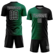 Benutzerdefiniertes schwarzes Kelly Green-White Gradient Line Sublimation Fußballuniformtrikot