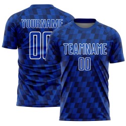 Benutzerdefiniertes Navy Thunder Blau-Weiß Line Sublimation Fußballuniform-Trikot