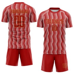 Benutzerdefiniertes rot-altgold-weißes geometrisches Sublimations-Fußballtrikot