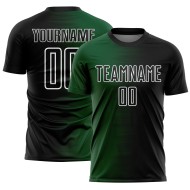 Benutzerdefinierte schwarz grün-weiß Gradienten Linie Sublimation Fußball Uniform Trikot