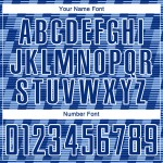 Benutzerdefiniertes Fußballtrikot mit Sublimationsdruck in Königsblau und Weiß Benutzerdefiniertes Fußballtrikot mit Sublimationsdruck in Königsblau und Weiß