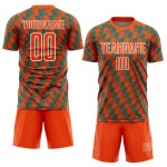 Benutzerdefiniertes orange-blaugrün-weißes Sublimations-Fußballtrikot Benutzerdefiniertes orange-blaugrün-weißes Sublimations-Fußballtrikot