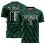 Benutzerdefiniertes schwarzes Kelly Green-White Line Sublimation Fußballuniform-Trikot Benutzerdefiniertes schwarzes Kelly Green-White Line Sublimation Fußballuniform-Trikot
