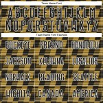 Benutzerdefiniertes Sublimations-Fußballtrikot in Schwarz mit alter Gold-Weiß-Linie Benutzerdefiniertes Sublimations-Fußballtrikot in Schwarz mit alter Gold-Weiß-Linie