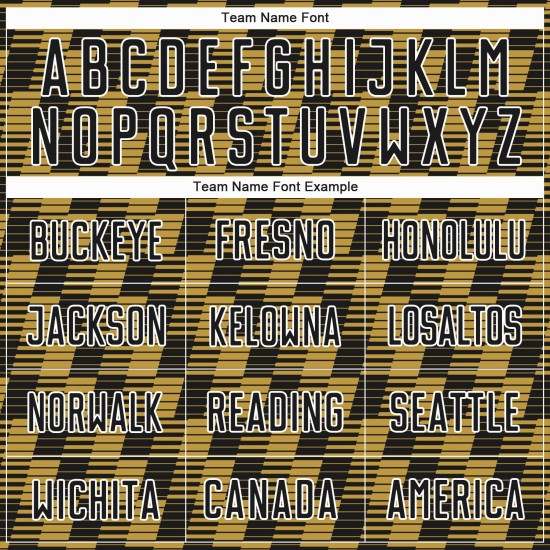 Benutzerdefiniertes Sublimations-Fußballtrikot in Schwarz mit alter Gold-Weiß-Linie Benutzerdefiniertes Sublimations-Fußballtrikot in Schwarz mit alter Gold-Weiß-Linie