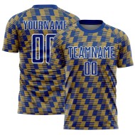 Benutzerdefiniertes Royal Old Gold-White Line Sublimation Fußballuniform-Trikot