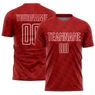 Benutzerdefiniertes Sublimations-Fußballtrikot mit rot-weißer Linie