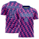 Benutzerdefiniertes Royal Pink-White Line Sublimation Fußballuniform-Trikot