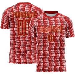 Benutzerdefiniertes rot-altgold-weißes geometrisches Sublimations-Fußballtrikot