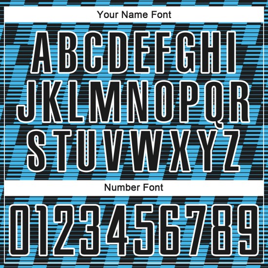 Benutzerdefiniertes Sublimations-Fußballtrikot in Schwarz, Himmelblau und Weiß Benutzerdefiniertes Sublimations-Fußballtrikot in Schwarz, Himmelblau und Weiß