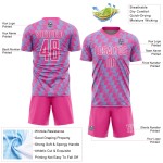 Benutzerdefiniertes rosa hellblau-weißes Sublimations-Fußballtrikot Benutzerdefiniertes rosa hellblau-weißes Sublimations-Fußballtrikot