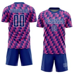 Benutzerdefiniertes Royal Pink-White Line Sublimation Fußballuniform-Trikot