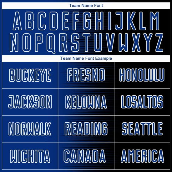 Benutzerdefiniertes schwarz-königsblau-weißes Sublimations-Fußballtrikot mit Farbverlauf Benutzerdefiniertes schwarz-königsblau-weißes Sublimations-Fußballtrikot mit Farbverlauf