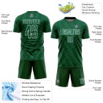 Benutzerdefiniertes Kelly Green Grün-Weiß-Linien-Sublimations-Fußballtrikot Benutzerdefiniertes Kelly Green Grün-Weiß-Linien-Sublimations-Fußballtrikot