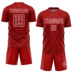 Benutzerdefiniertes Sublimations-Fußballtrikot mit rot-weißer Linie Benutzerdefiniertes Sublimations-Fußballtrikot mit rot-weißer Linie