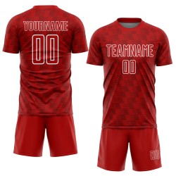 Benutzerdefiniertes Sublimations-Fußballtrikot mit rot-weißer Linie